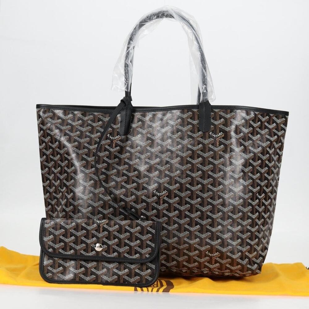 Goyard Coated Canvas Herringbone Saint Louis PM Tote Bag Black